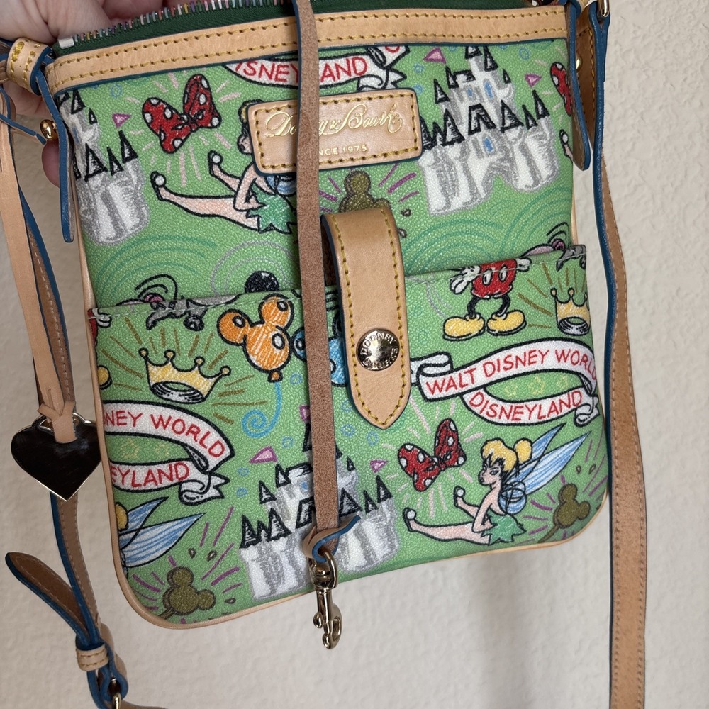Dooney  & Bourke Disney Tinker Bell Letter Carrier Green Crossbody - Picture 10 of 15